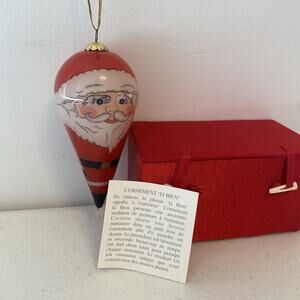 Vintage The Li Bien Hand painted Large Glass Santa Christmas Seasonal Ornament